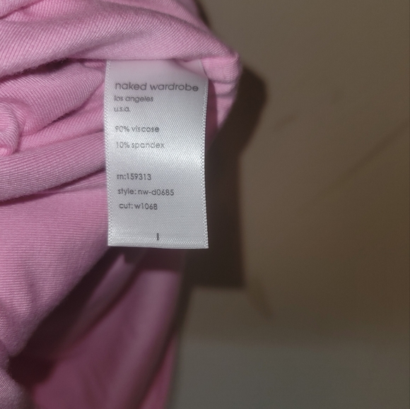 NWT Naked Wardrobe Baby Pastal Light Pink One Shoulder Long Sleeve Dress - Picture 7 of 10